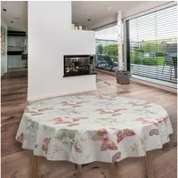 laro Tischdecke Wachstuch-Tischdecken Schmetterling Weiß Rund 140cm