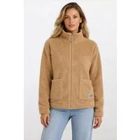 SUBLEVEL Fleecejacke Damen Teddyfleece Kuschelig Übergangsjacke Jacke Outdoor Stehkragen, Kapuze, flauschig, kuschelig, warm, Outdoor