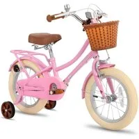 JOYSTAR Kinderfahrrad 12 14 16 18 Zoll fahrrad für 2-9 Jahre alte Mädchen & Jungen, mit Kotflügel, Stützrädern, Korb, Gepäckträger, Kettenabdeckung
