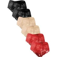 Fabio Farini Panty Damen Hipster Panties - Frauen Unterhosen aus Vollspitze (Packung, 6-St) Spitzen Höschen