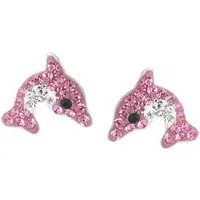 schmuck23 Paar Ohrstecker Ohrringe Delfin 925 Silber Kristalle Kinder Mädchen (1 Paar Ohrringe, Geschenkset), Kinderschmuck Geschenk