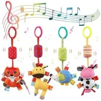 FELIXLEO Babymöbel-Set Kinderwagen Spielzeug 4er Plüschtier Rassel Baby Hängespiel, (1-tlg)