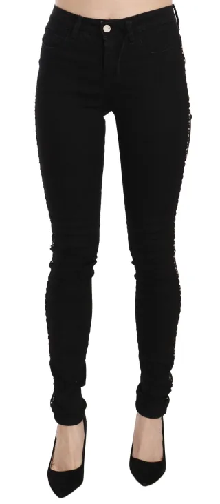 Schmal geschnittene Jeans mit seitlichen Verzierungen