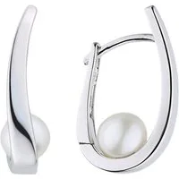 JOBO Paar Creolen Perlen-Ohrringe 18 mm, 925 Silber mit Süßwasser-Zuchtperlen
