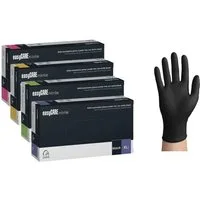 Lauroo Arbeitshandschuhe easyCare Nitrile Black Nitrilhandschuhe Einmalhandschuhe 100 Stk (100 Stk./1 Spenderbox, Länge: 240 mm) Allergiefrei, latex- und puderfrei