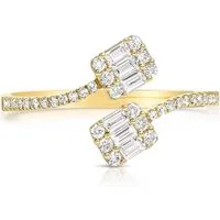 ROUGEMONT Silberring Glamouröser Baguette Damen Ring 925 Silber 18 K Gold Verlobung, Echtschmuck