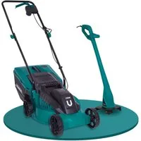 VONROC Elektrorasenmäher mit Kabel - Rasenmäher Elektro für kleine bis mittelgroße Flächen, 32 cm Schnittbreite, (Set, Set Version mit Trimmer), 1300W - einstellbare Schnitthöhe 30-70MM