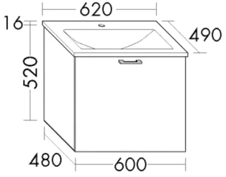 Burgbad Mineralguss Waschtisch-Set Sys30 PG2 Echo Anthrazit Hochglanz/Weiß Velvet, SFGJ062F0945C003 SFGJ062F0945C0037