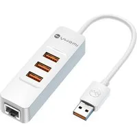 Solarandmore USB Hub 4-in-1 mit 3x USB 3.0, RJ45 – LAN Adapter USB-Adapter USB Typ A Stecker zu USB Typ A, RJ45, 4-in-1 Hub, USB 3.0, RJ45 LAN, Plug & Play, kompakt