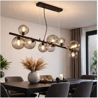 GLOBO LIGHTING LED-Hängeleuchte, Leuchtmittel inklusive, Warmweiß, LED Pendelleuchte Kugellampe Rauchglas Hängelampe Esstisch schwarz