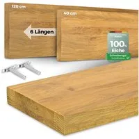 holz4home® Wandregal aus Massivholz Eiche Natur I Schwebendes Regal I Unsichtbare Halterung, Naturgeölt