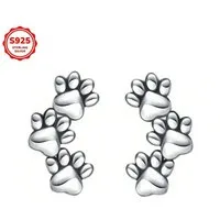 Taffstyle Paar Ohrstecker Hundepfoten Ohrstecker Damen Schmuck Ohrringe 925 Sterling Silber (Tiermotiv Schmuck Hundepfoten Ohrstecker 925 Silber als Geschenkidee für Hundeliebhaber), 925 Sterling Silber Silberschmuck für Damen