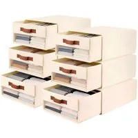BlingBin Aufbewahrungskorb Kleiderschrank Organizer Aufbewahrungsschubladen 3er Pack, ausziehbar (6 Stück, 6 St., 40 cm x 32 cm x 17 cm), faltbar und stapelbar, mit Sichtfenster für Kleiderschrank, Wohnzimmer