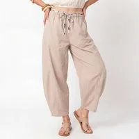 OriginalYou Schlupfhose Damen Sommerhose Baumwolle Freizeithose Barrel Fit Elastikbund mit elastischem Bund, erhältlich in Größe 36/38