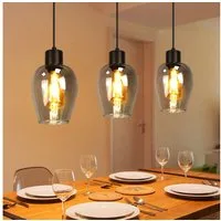ZMH Pendelleuchte Esstisch 1/3/4-flammig, Hängeleuchte E27 aus Rauchglas und Metall, ohne Leuchtmittel, Vintage kreative Esstisch Küchenlampe für Wohnzimmer Schlafzimmer