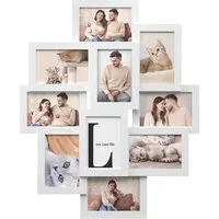 SONGMICS Bilderrahmen-Set Fotorahmen Familie, für 10 Fotos je 10 x 15 cm, für 10 Bilder, aus MDF-Platten, Montage erforderlich