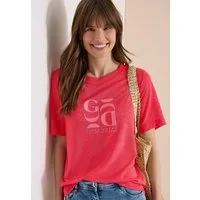 CECIL Kurzarmshirt Sommershirt in Leinen-Optik mit Print