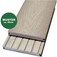 Woodstore24 Terrassendielen WoodoMalta WPC Massivdiele in Holzoptik für den Garten mit Clipsystem, (Bodenbelag Komplettset mit Unterkonstruktion, Clip-Befestigung, 2,4m L x 14,6cm B x 1,8cm Stärke, in grau, anthrazit & braun), Holzoptik, Klicksystem,