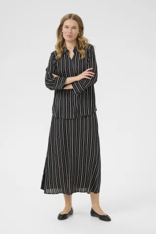 Langarm - Hemd Regular fit Black/Powder Color Stripe black multi
