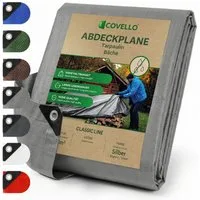 Covello Schutzplane 90g/m² silber, Abdeckplane mit Ösen wasserdicht, Plane UV-stabilisiert in vielen verschiedenen Farben & Größen