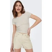ONLY Rundhalsshirt ONLEMMA S/S SHORT TOP NOOS JRS Rundhals, modisch, regular fit, gewellter Abschluss, unifarben