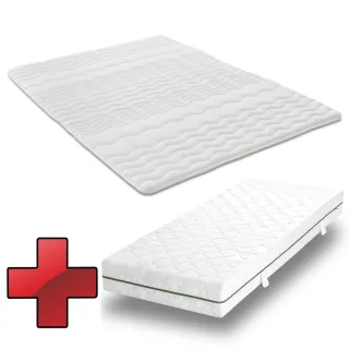 7 Zonen Taschenfederkernmatratze Sleezzz Smart 90 x 200 cm, Höhe 21 cm, Härtegrad H2/H3 + Matratzentopper / Matratzenauflage 90 x 200 cm