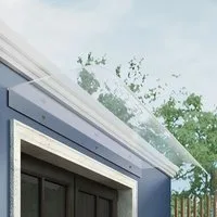 DARDVORLAG Vordach Haustür Überdachung, Pultvordach, Türdach, 34x100cm (1 St), aus Polycarbonat-Material, inklusive Zubehör