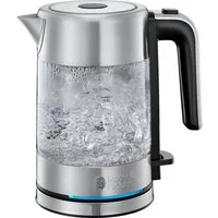 RUSSELL HOBBS Wasserkocher Compact Home Mini 24191-70, 0,8 l, 2200 W, klein, 2200W, LED Beleuchtung, Kalkfilter, Glas/ Edelstahl