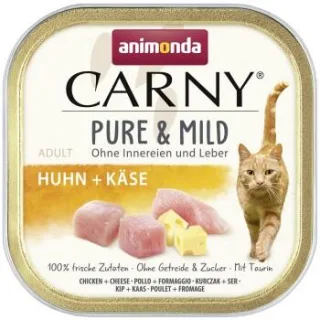 animonda Carny Nassfutter Katze Adult Pure and Mild Huhn und Käse 32x100 g
