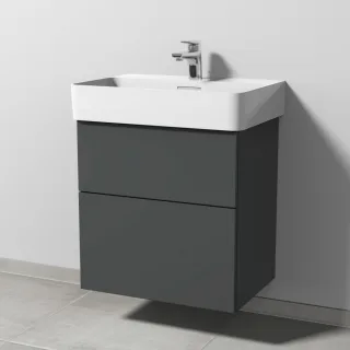 Sanipa 3way Waschtischunterbau zu Laufen VAL Waschtisch mit 2 Auszügen, Anthrazit-Matt SM82122