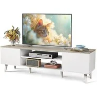 WLIVE TV-Schrank Lowboard mit 2 Türen, Fernsehschrank für Fernseher bis zu 55/60 Zoll, (Packung, 160 cm lang) verstellbare Ablagen, für Wohnzimmer, Schlafzimmer