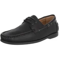 Coolwalk Herren Bootsschuh Mokassin-Design mit Schnürung Schnürschuh (91917954) Flach Schnürer in Schwarz