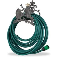 relaxdays Schlauchhalterung Gartenschlauchhalter Gusseisen Eule, (5-tlg)