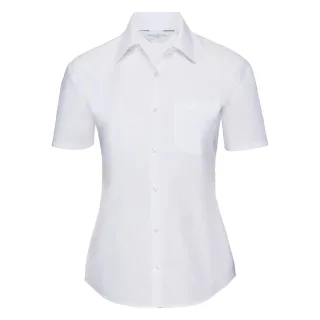Russell Collection Poplin Bluse, Kurzarm, pflegeleicht (Weiß)
