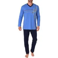 Normann Pyjama Herren Schlafanzug langarm Pyjama mit Frontprint - auch in Übergrößen