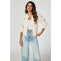 FS Collection Strickjacke Damen Cardigan Strickjacke mit Stickerei – Sterne oder Herzen (Einheitsgröße (UK 8–16 / EU 36–44) 56 % Viskose, 26 % Polyester und 18 % Wolle
