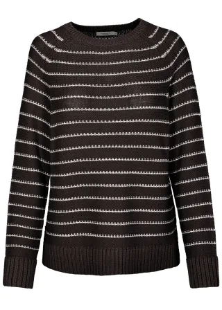 CLARINA - NOS Rdh.-Pullover, 1/1 Arm schoko-offwhite - Gr. - 36