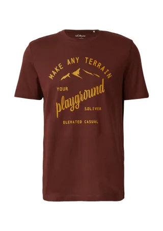 s.Oliver Red Label - T-Shirt mit Crew Neck und Frontprint rot - Gr. - S