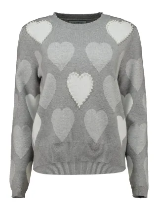 Zabaione - Pullover He44art lgrey/offwhite - Gr. - S/M