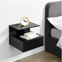 en.casa Wandboard, »Amberg« Nachttisch hängend 40x35x31 cm Schwarz