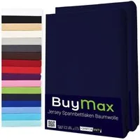 Buymax Spannbettlaken 2-er Set, Doppelpack, Bettlaken, Jersey 100% Baumwolle, Gummizug: rundum, (2 Stück), Pflegeleicht und Atmungsaktiv in Verschiedenen Farben und Größen