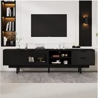 Merax Lowboard modern Fernsehschrank (1 St., Modernes TV-Möbel für 80-Zoll-Fernseher), TV-Schrank mit 2 Türen, 2 Schubladen & 3 Ebenen Stauraum,200x40x50.5cm