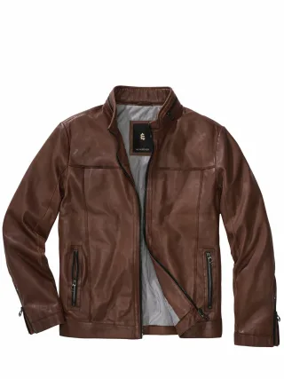 Mey & Edlich Herren Fudge-Lederjacke Braun 100 % Lammnappa