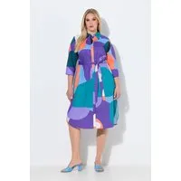 Ulla Popken Maxikleid Hemdblusen-Midikleid Grafik A-Linie Hemdkragen