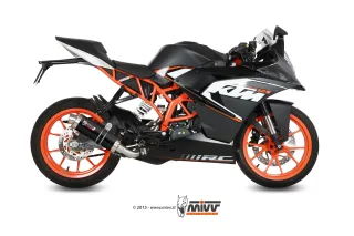 Sport Auspuff Komplettanlage inkl. Krümmer MIVV GP Steel Black KTM RC 125 Bj. 2014-2016 +ABE