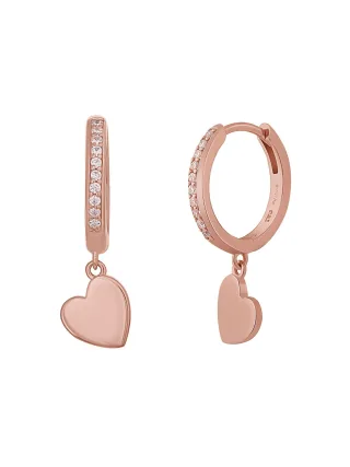 cai Creole 925 Sterling Silber rosé vergoldet Herz Zirkonia