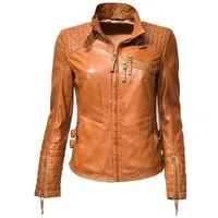 Zimmert Leather Lederjacke Amy (1-St) weiches Lammnappa Leder, Rot, Braun, Cognac, Schwarz