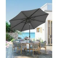 SONGMICS Sonnenschirm, UPF 50+, mit Kurbel, beidseitig um 30° knickbar, ∅327.5cm ohne Ständer
