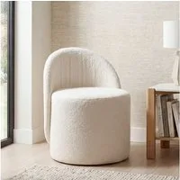 FINEBUY Sitzhocker FB117657 Stoffhocker 40cm Creme Beistellhocker Polsterhocker Hocker (Runder Polsterhocker mit weichem Teddy-Bezug), Komfortabler Sitzhocker mit fester Rückenlehne