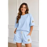 Worldclassca T-Shirt & Shorts Worldclassca Damen Zweiteiler Oversize SET Shirt + Shorts Jogginganzug (Shirt+Short) Neue Kollektion - Stilvolle und gemütliche Mode für Damen